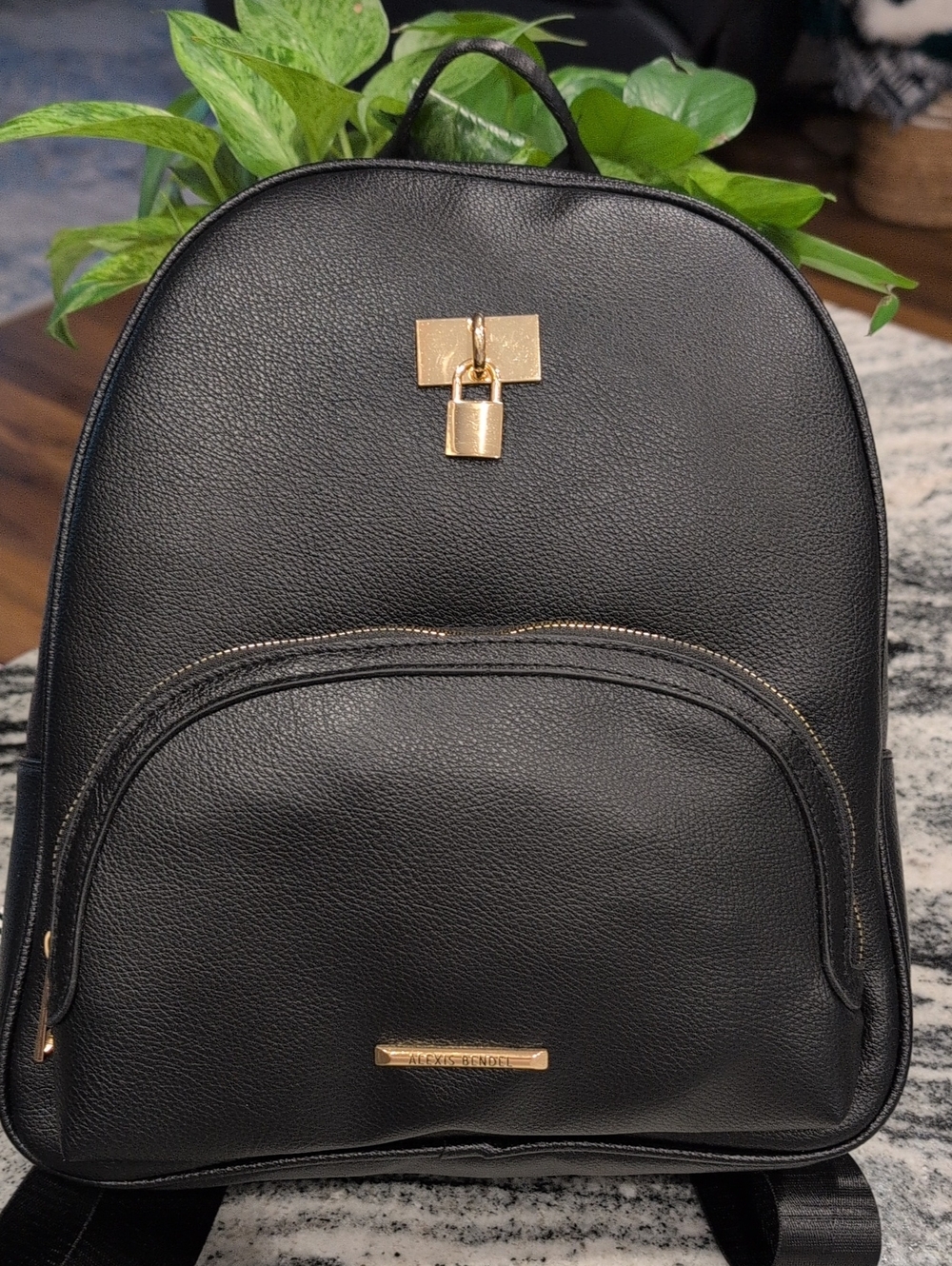 Alexis Bendel Vegan Leather Backpack with Lock Accent